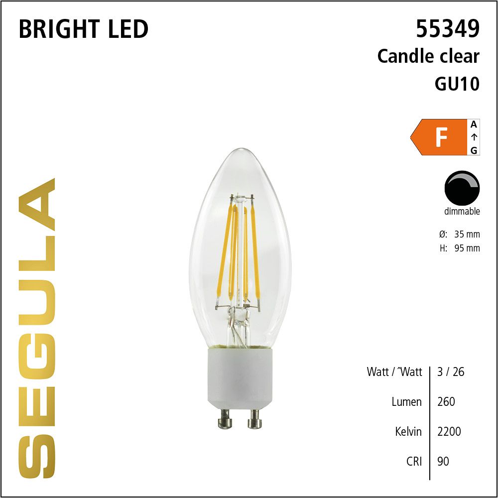LED Leuchtmittel, Candle, GU10, dimbare LED, Bright Line Lampe, warmweiß, clear