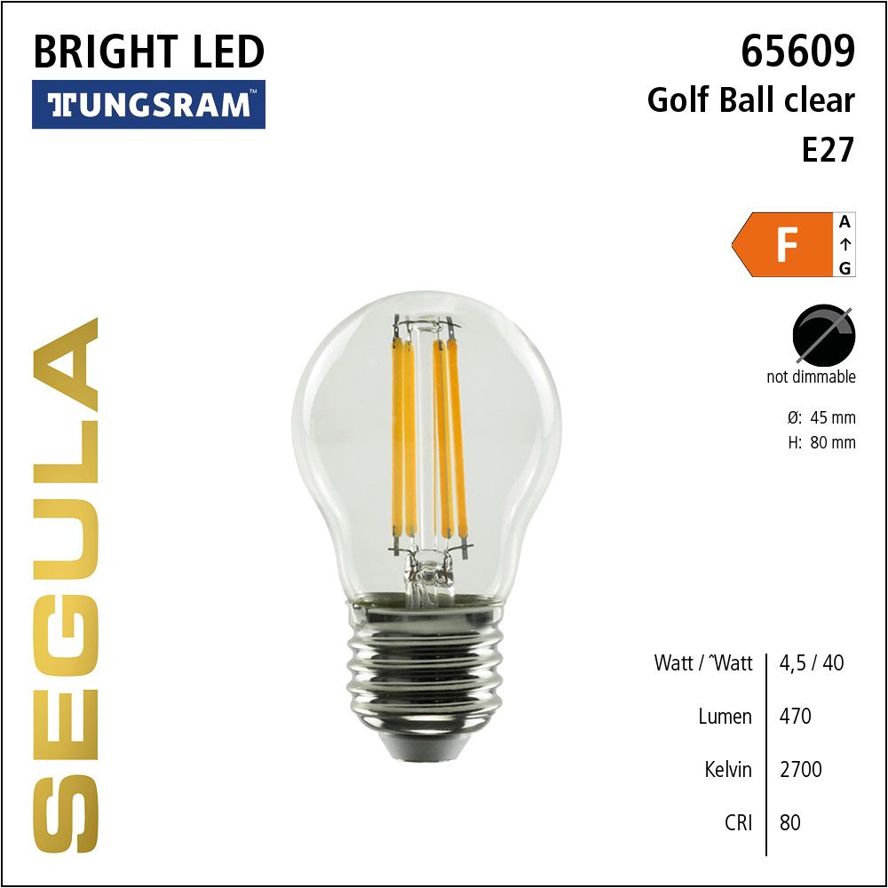 LED Leuchtmittel, Golf Ball, E14, Bright Line Lampe, Tungsram, warmweiß, clear