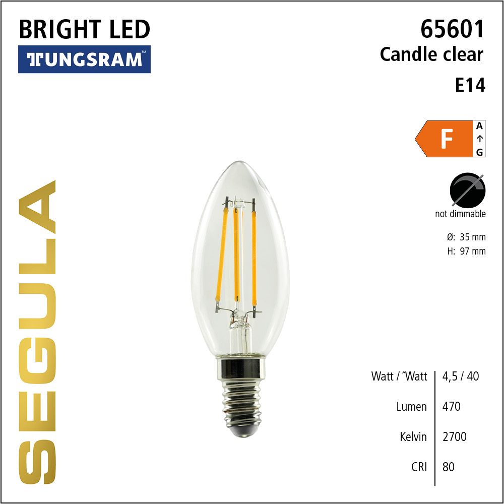 LED Leuchtmittel, Candle, E14, Bright Line Lampe, Tungsram, warmweiß, clear