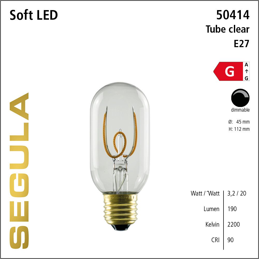 LED Leuchtmittel, Tube, Soft Filament, E27, dimmbare LED, Retrofit Lampe, warmweiß, klar