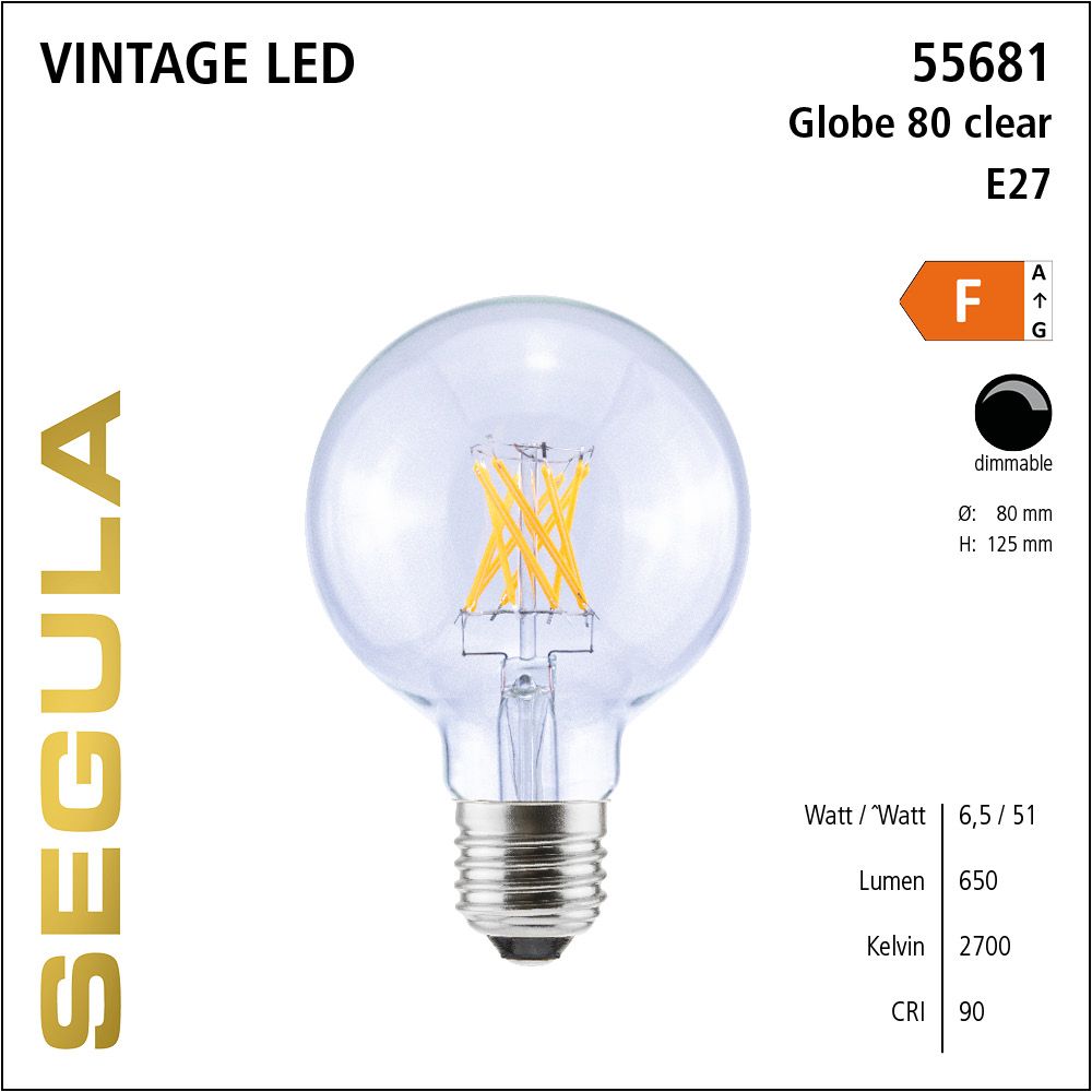 LED Leuchtmittel, Globe 80, E27, dimmbare LED, Retrofit Lampe, warmweiß, clear
