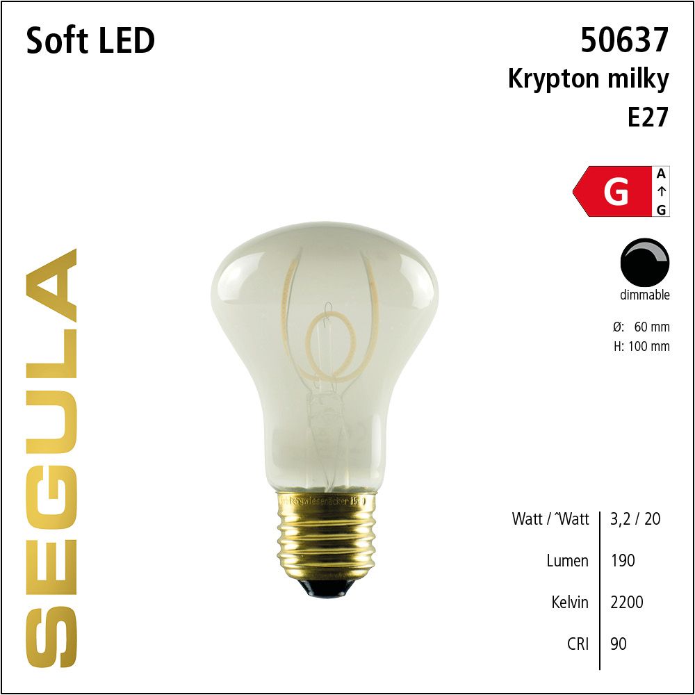 LED Leuchtmittel, Krypton, Soft Filament, E27, dimmbare LED, Retrofit Lampe, warmweiß, opal