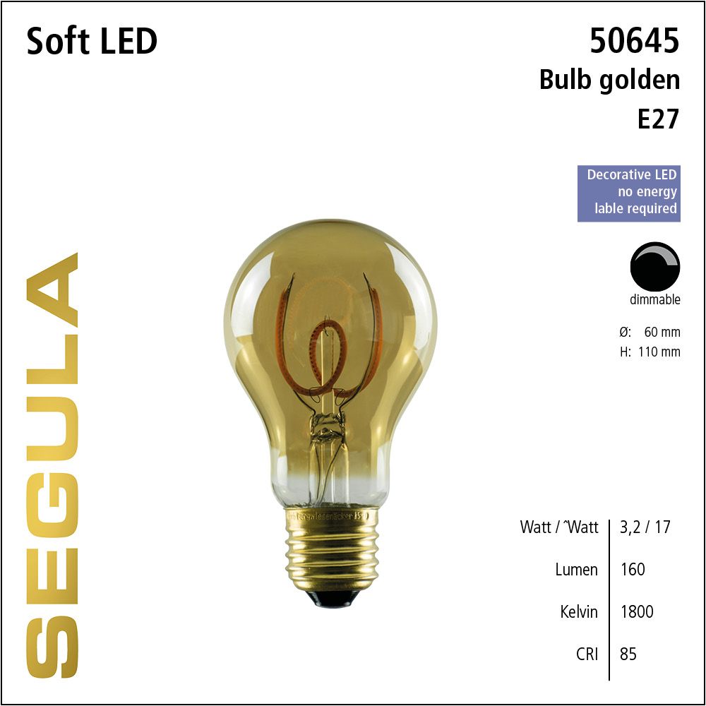 LED Leuchtmittel, Glühlampe, Soft Filament, E27, dimmbare LED, Retrofit Lampe, warmweiß, Goldglas