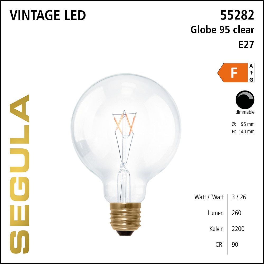 LED Leuchtmittel, Globe 95, E27, dimmbare LED, Retrofit Lampe, warmweiß, clear