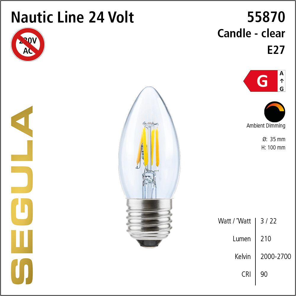 Led Leuchtmittel, 24 Volt, Kerze, dimmbar, Ambient Dimming, retrofit, warmweiß, E27