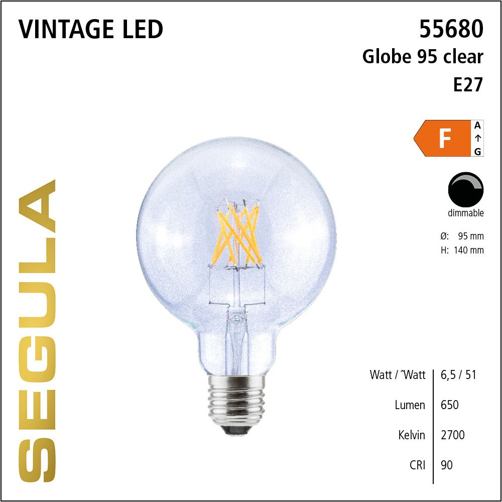LED Leuchtmittel, Globe 95, E27, dimmbare LED, Retrofit Lampe, warmweiß, clear