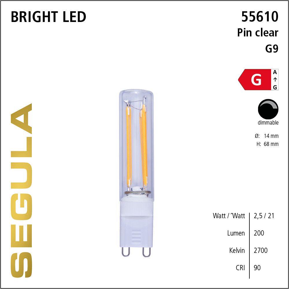 LED Leuchtmittel, G9 Pin, dimmbare LED, Bright Line Lampe, warmweiß, clear