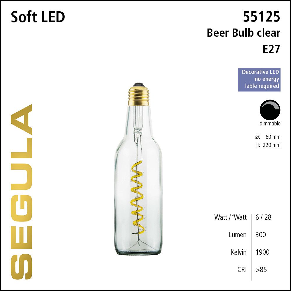 LED Leuchtmittel, dimmbar, Lampe Vase, Filament, Soft Filament, warmweiß, Flaschenform, Bierflasche LED
