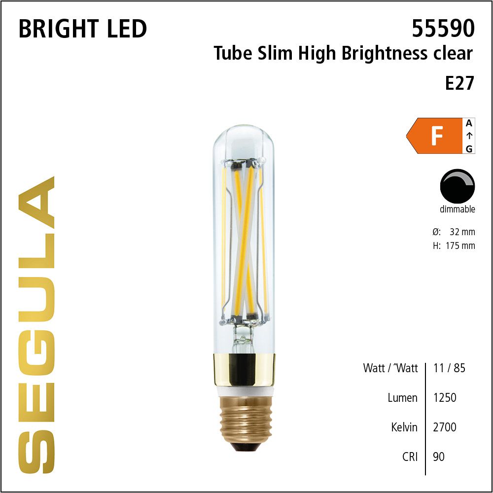 LED Leuchtmittel, Tube Slim, E27, dimmbare LED, Bright Line Lampe, warmweiß, High Brightness clear