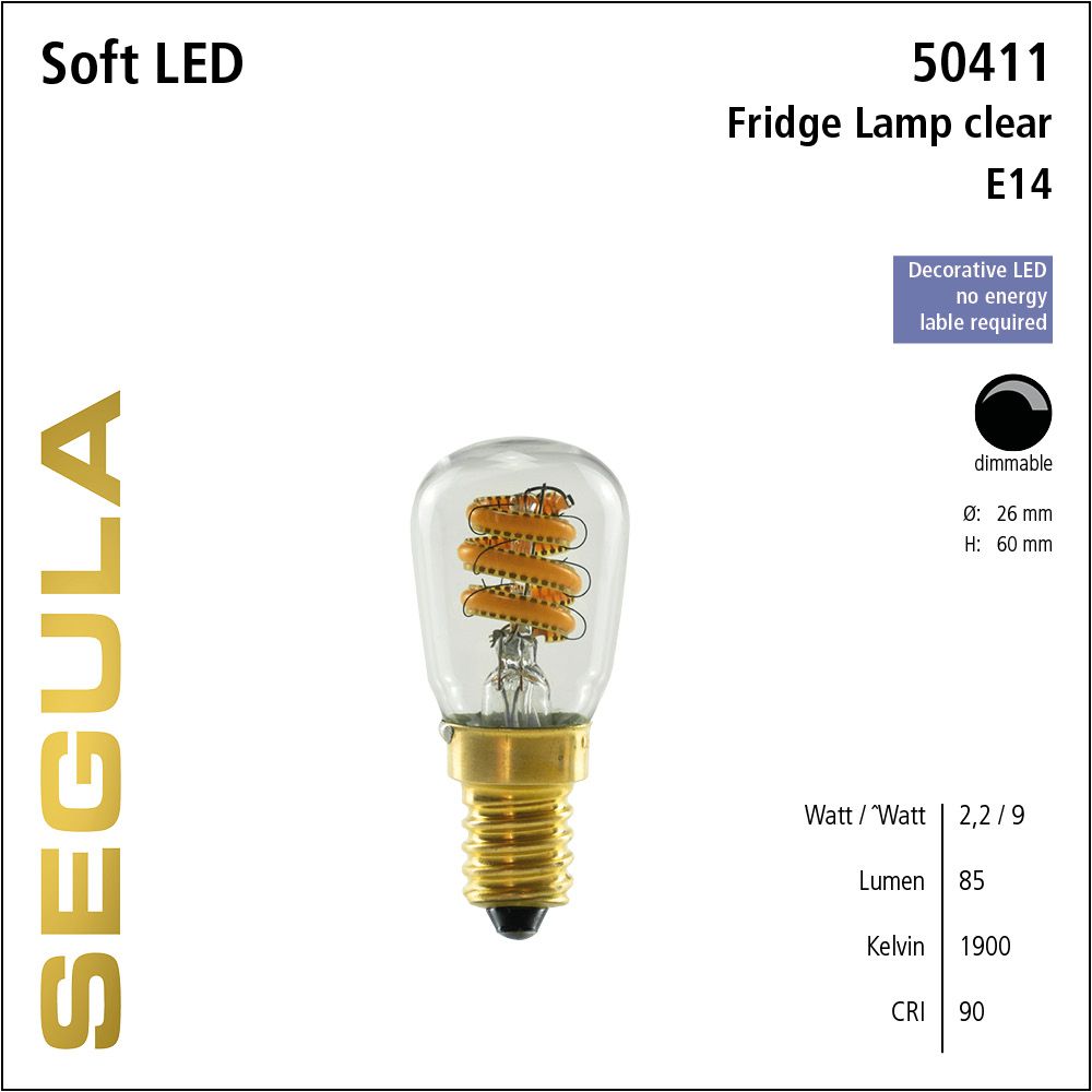 LED Leuchtmittel, Kühlschranklicht, Soft Filament, E14, dimmbare LED, Retrofit Lampe, warmweiß, klar