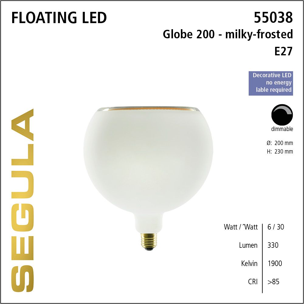 Design LED Leuchtmittel, Floating, Globe, opal-matt, warmweiß, dimmbar