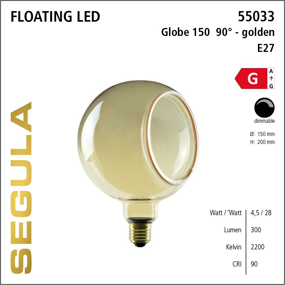 Design LED Leuchtmittel, Floating, Globe, golden, warmweiß, dimmbar