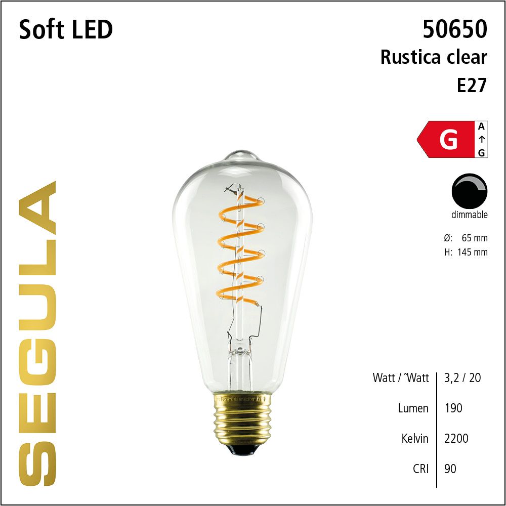 LED Leuchtmittel, Rustika, Soft Filament, E27, dimmbare LED, Retrofit Lampe, warmweiß, Klarglas