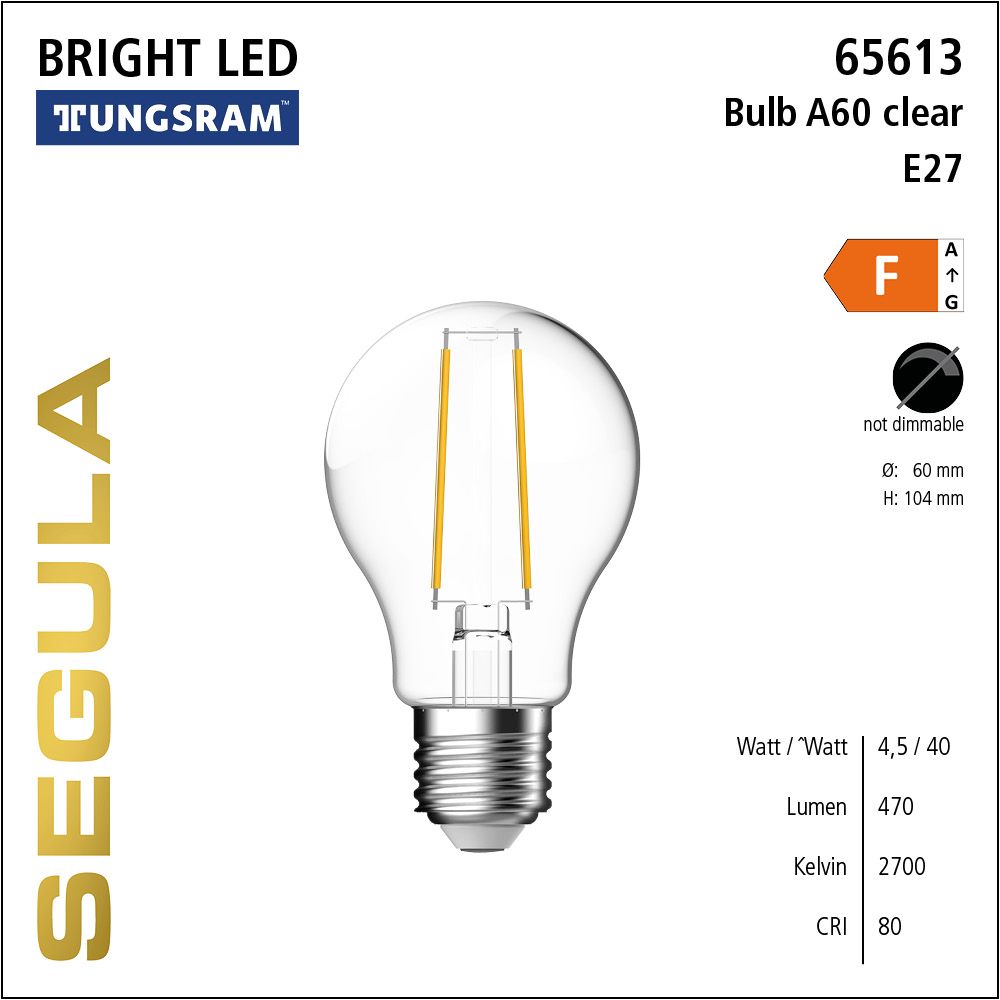 LED Leuchtmittel, Bulb A60, E27, Bright Line Lampe, Tungsram, warmweiß, clear
