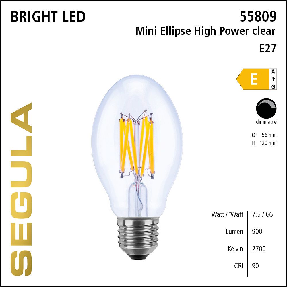 LED Leuchtmittel, Mini Ellipse, E27, dimmbare LED, Bright Line Lampe, warmweiß, High Power clear