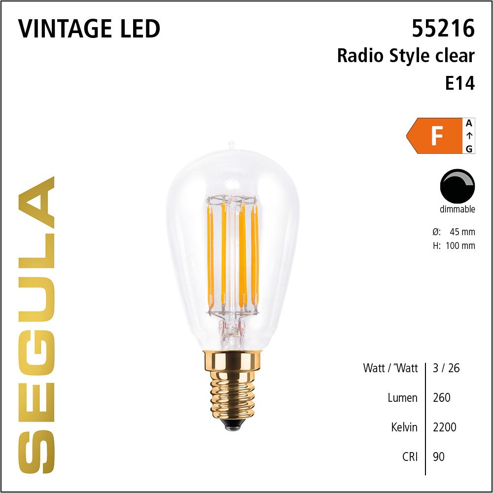 LED Leuchtmittel, Radio Style, E14, dimmbare LED, Retrofit Lampe, warmweiß, clear