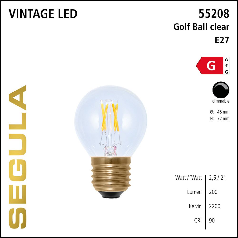 LED Leuchtmittel, Golf Ball, E27, dimmbare LED, Retrofit Lampe, warmweiß, clear
