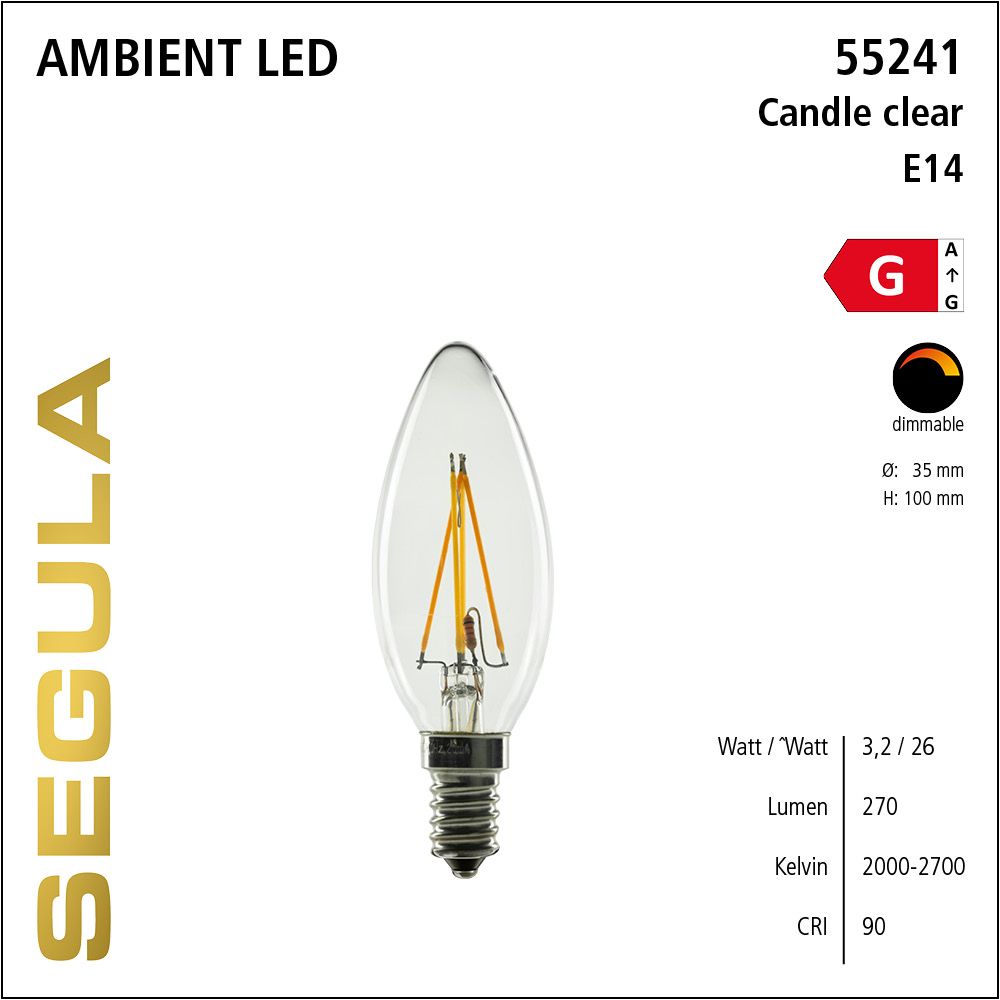 LED Filament Leuchtmittel, dimmbare LED Lampe, E14, Ambient Dimming, Kerze, klar