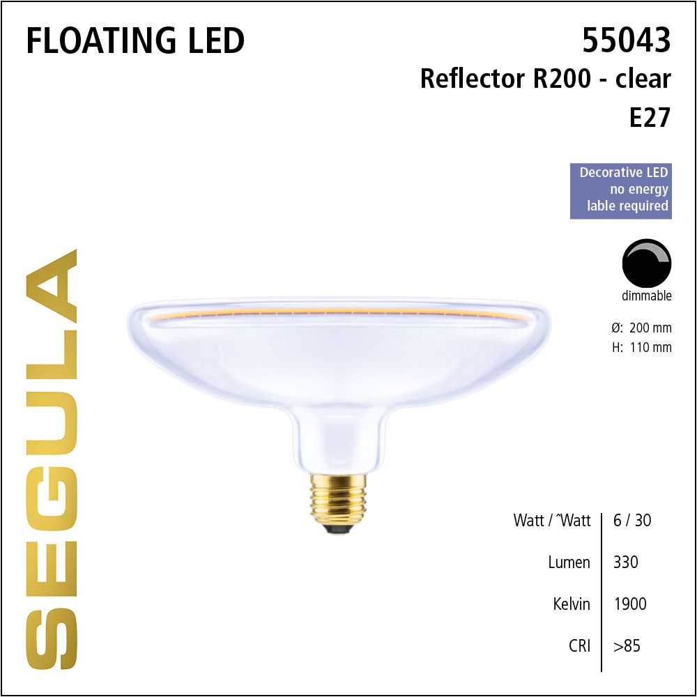 Design LED Leuchtmittel, Floating, Reflektor, klar, warmweiß, dimmbar