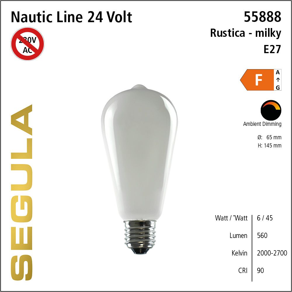 LED Leuchmittel, 24Volt, Ambient Dimming, Rustika, dimmbar, Retrofit, Filament, warmweiss