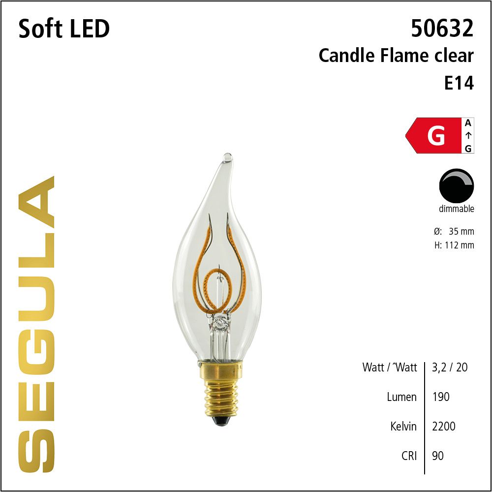 LED Leuchtmittel, Kerze, Soft Filament, E14, dimmbare LED, Retrofit Lampe, warmweiß, Klarglas, Flame