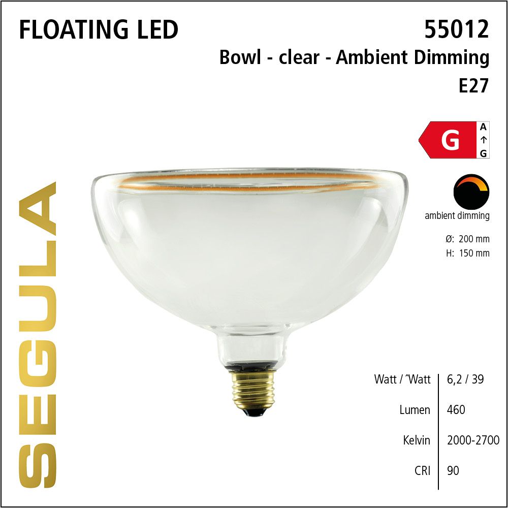 Design LED Leuchtmittel, Floating, Bowl, klar, warmweiß, Ambient Dimming