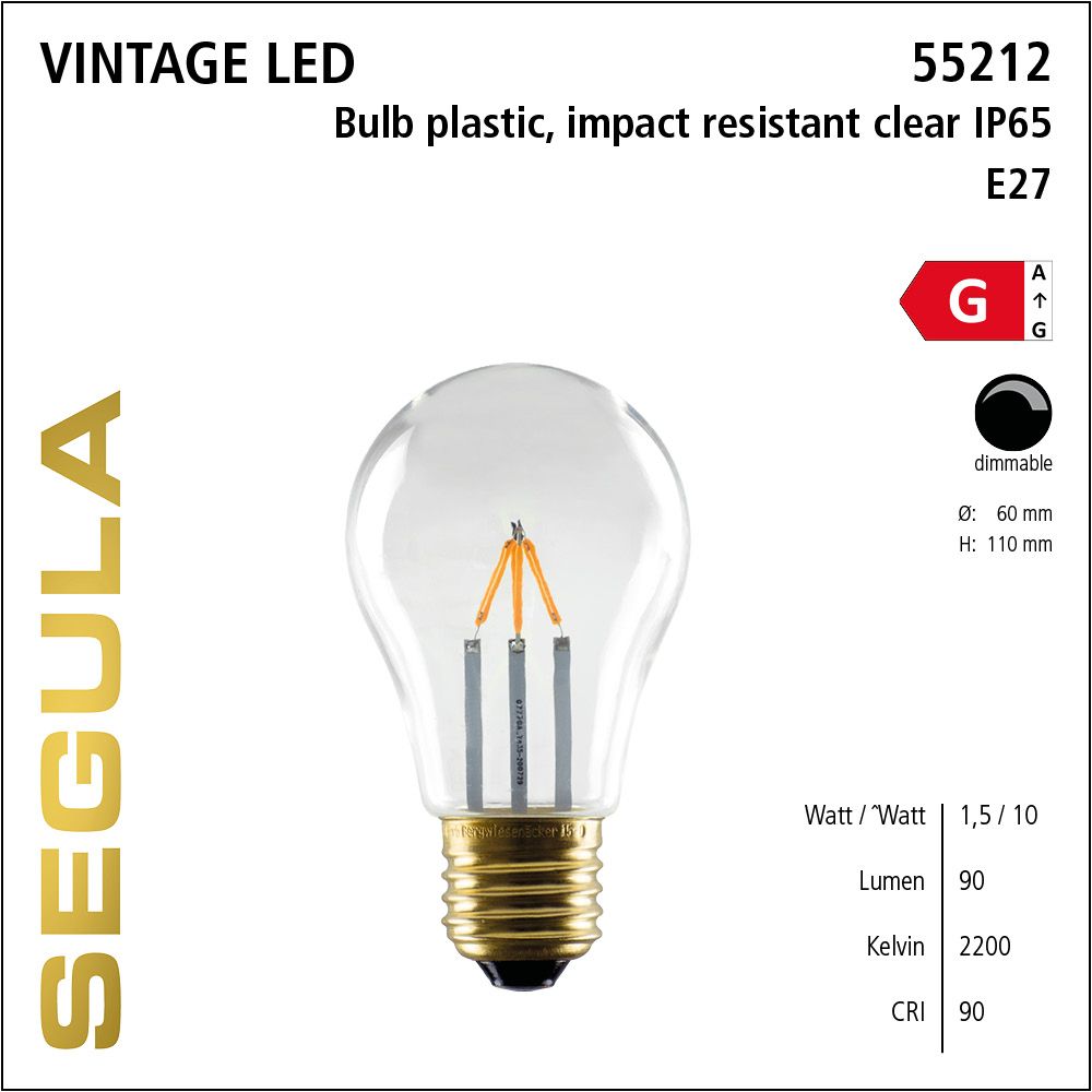 LED Leuchtmittel, Bulb, impact resistant, IP65, E27, dimmbare LED, Retrofit Lampe, warmweiß, synthetic clear