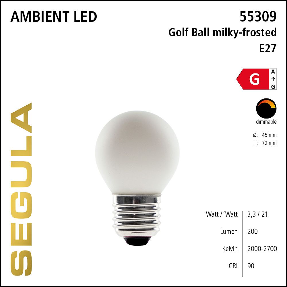 LED Filament Leuchtmittel, dimmbare LED Lampe, E27, Ambient Dimming, Golfball, matt, frosted