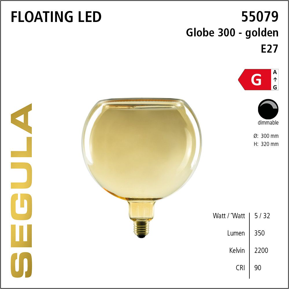 Design LED Leuchtmittel, Floating, Globe, golden, warmweiß, dimmbar