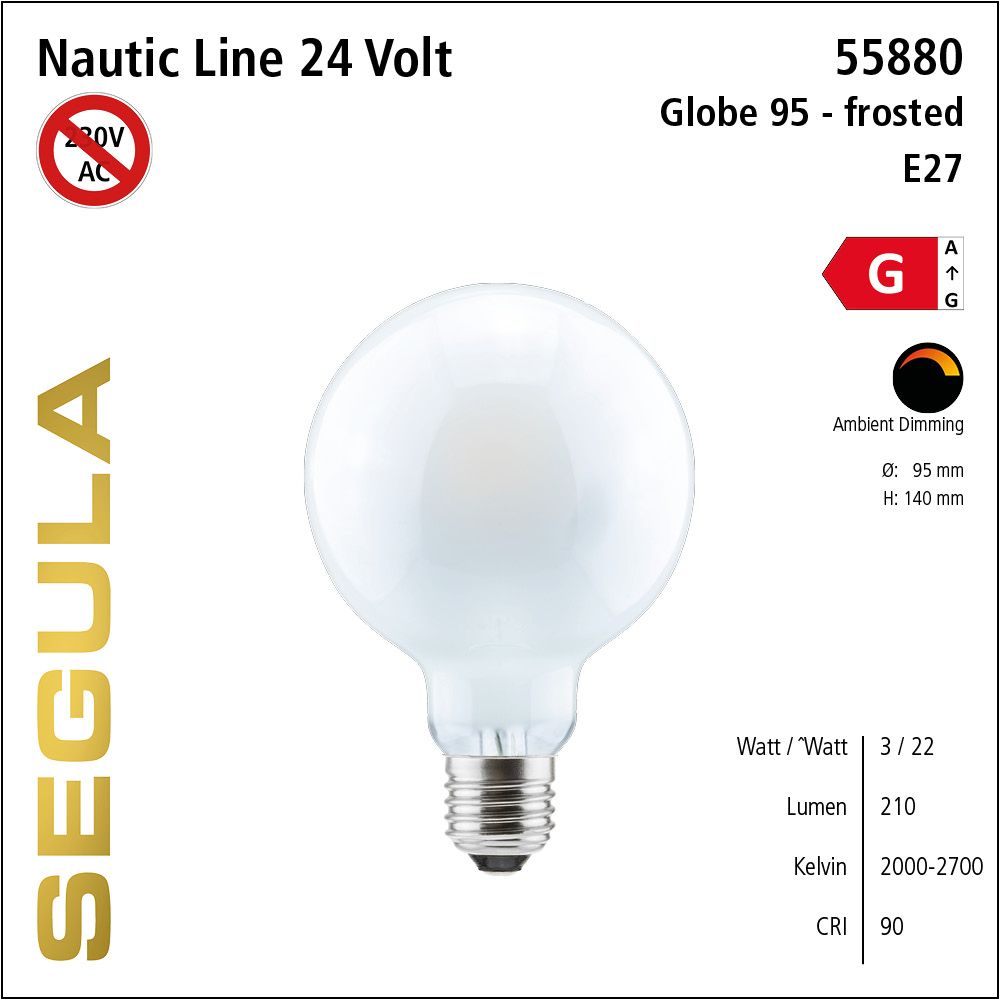 LED Leuchmittel, 24Volt, Ambient Dimming, Globe, dimmbar, Retrofit, Filament, warmweiss