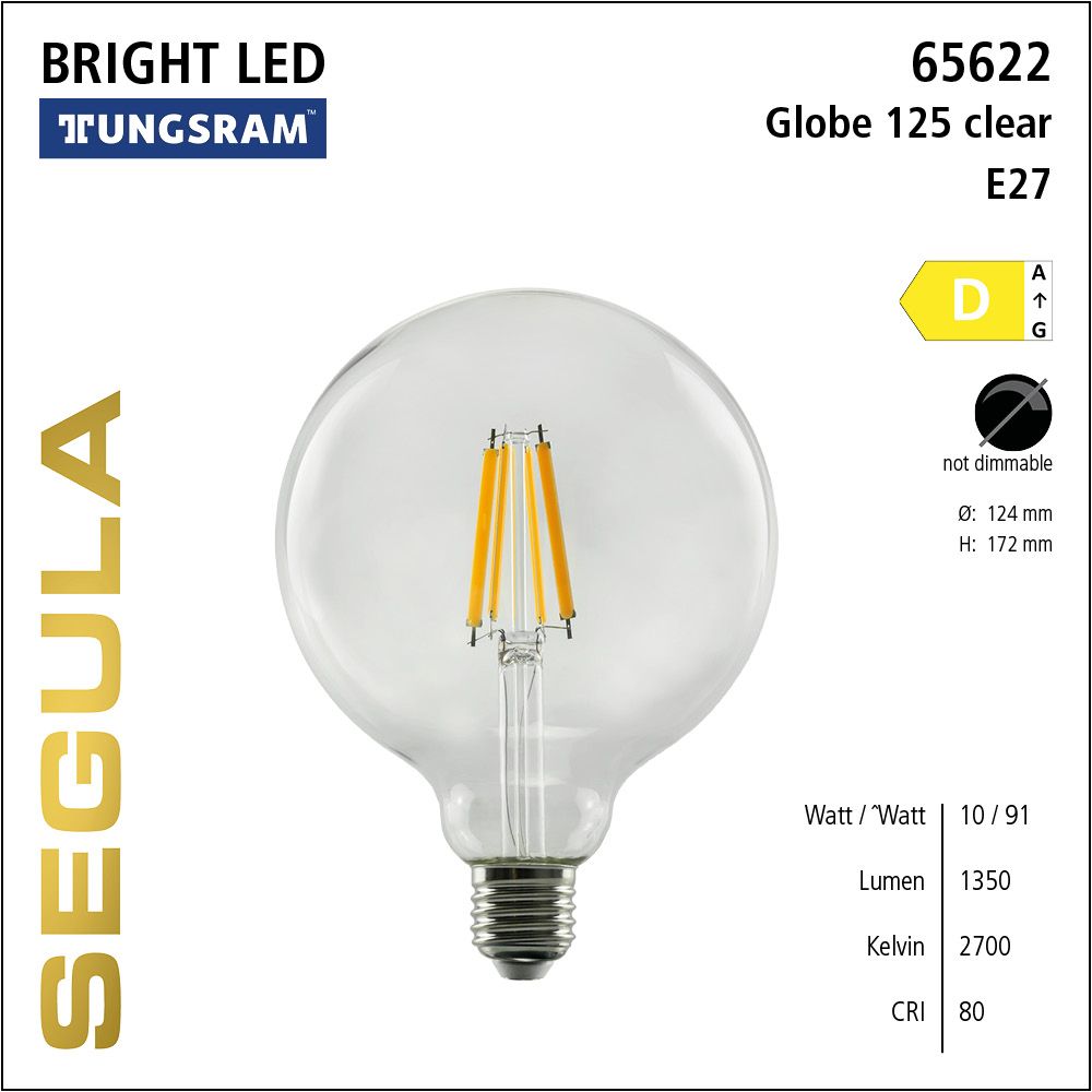 LED Leuchtmittel, Globe 120, E27, Bright Line Lampe, Tungsram, warmweiß, clear