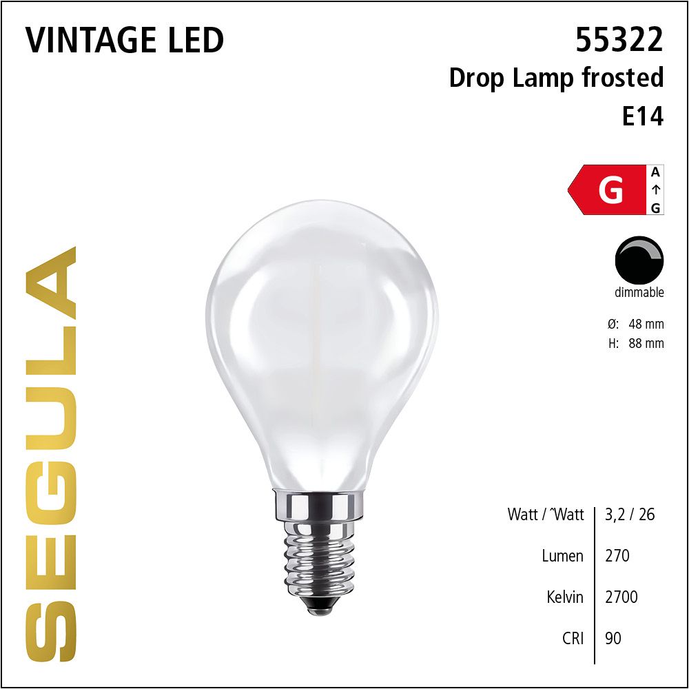LED Leuchtmittel, Drop Lamp, E14, dimmbare LED, Retrofit Lampe, warmweiß, frosted