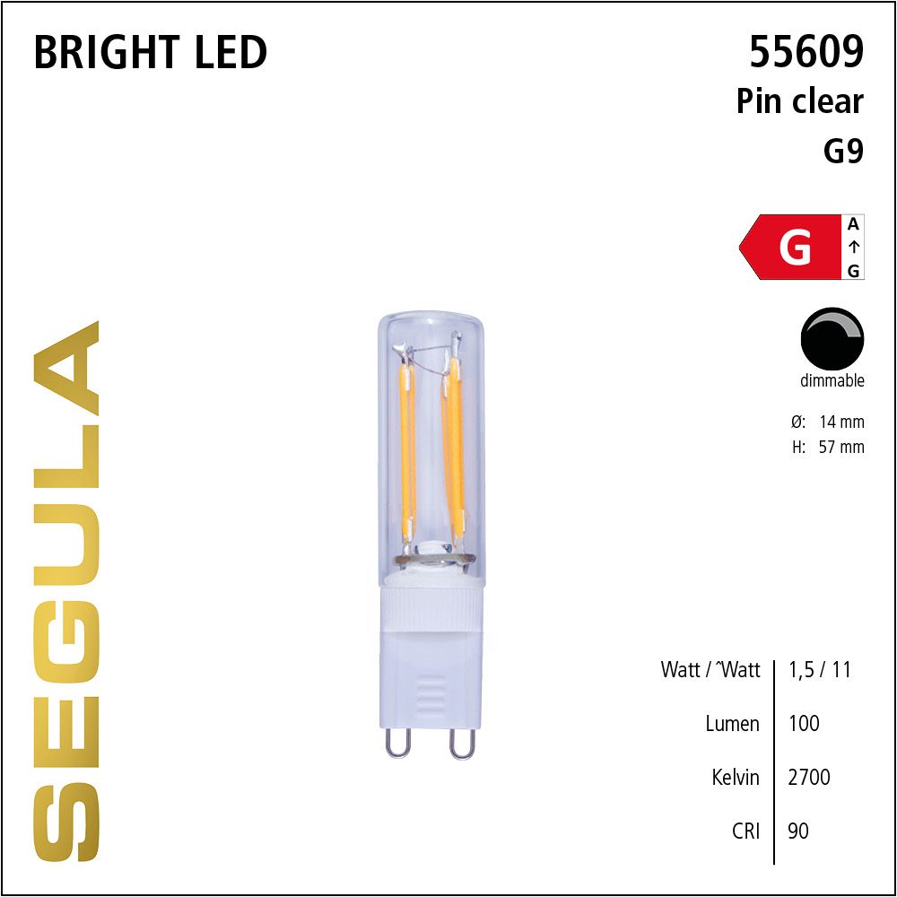 LED Leuchtmittel, G9 Pin, dimmbare LED, Bright Line Lampe, warmweiß, clear