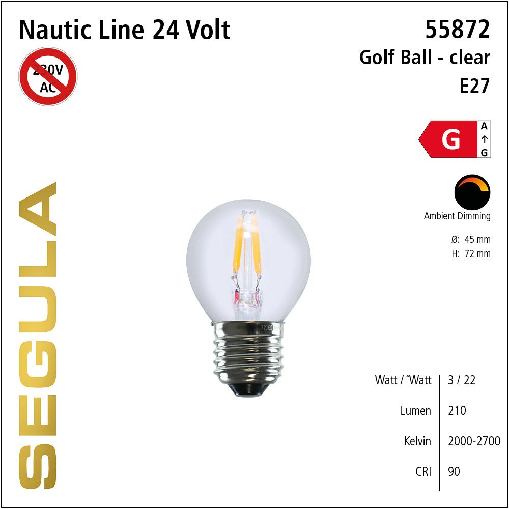 Led Leuchtmittel, 24 Volt, Golfball, dimmbar, Ambient Dimming, retrofit, warmweiß, E27