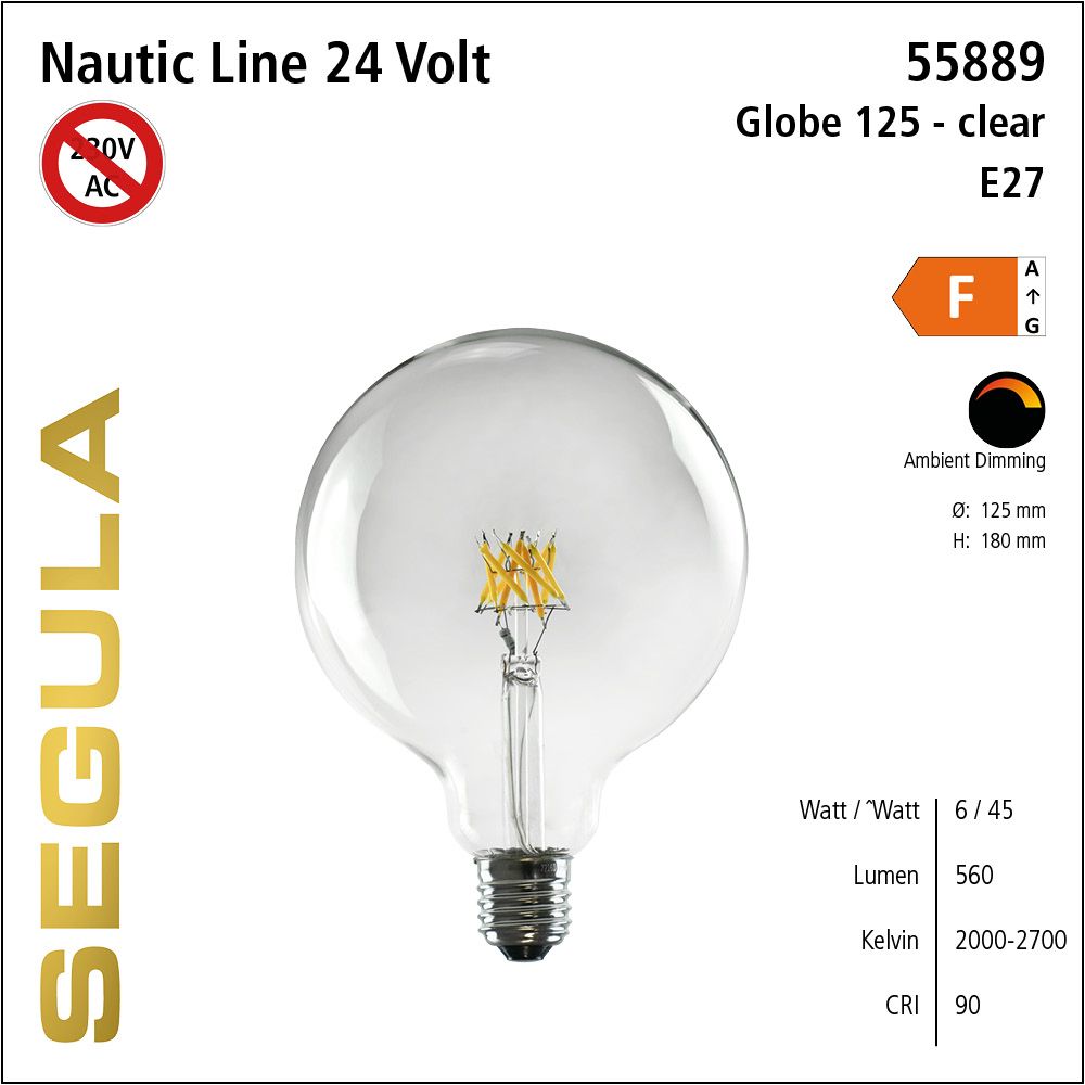 LED Leuchmittel, 24Volt, Ambient Dimming, Globe, dimmbar, Retrofit, Filament, warmweiss