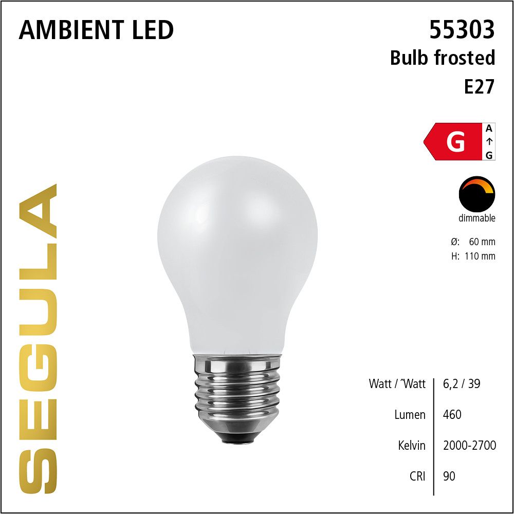 LED Filament Leuchtmittel, dimmbare LED Lampe, E27, Ambient Dimming, Glühlampe, matt, frosted