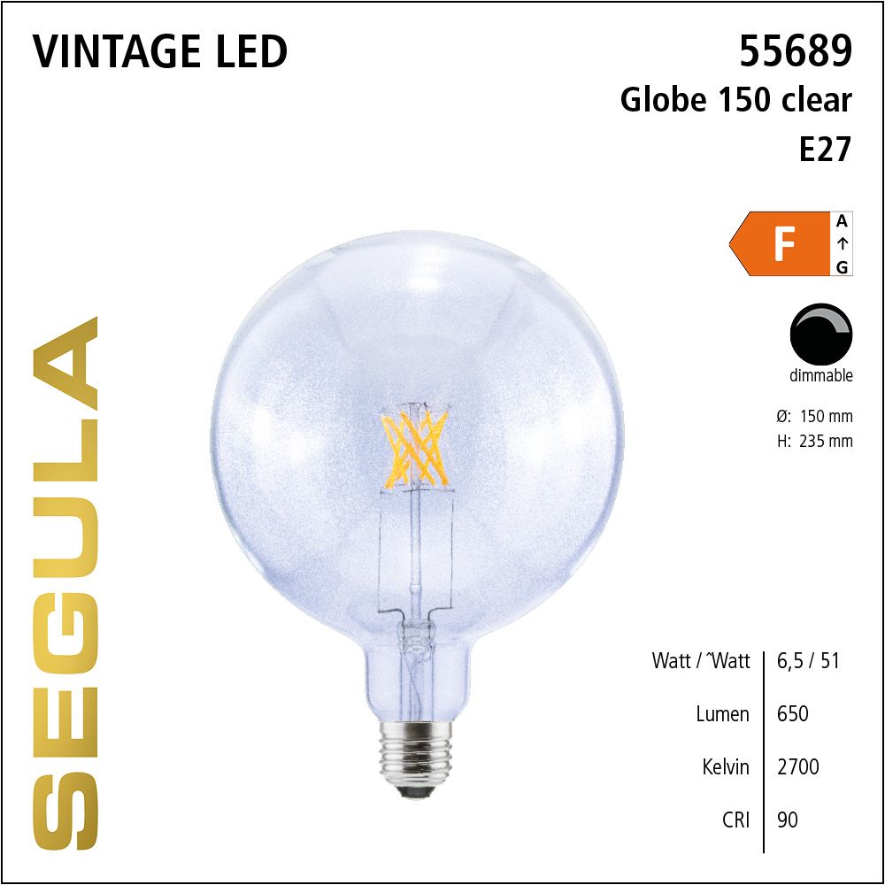 LED Leuchtmittel, Globe 150, E27, dimmbare LED, Retrofit Lampe, warmweiß, clear