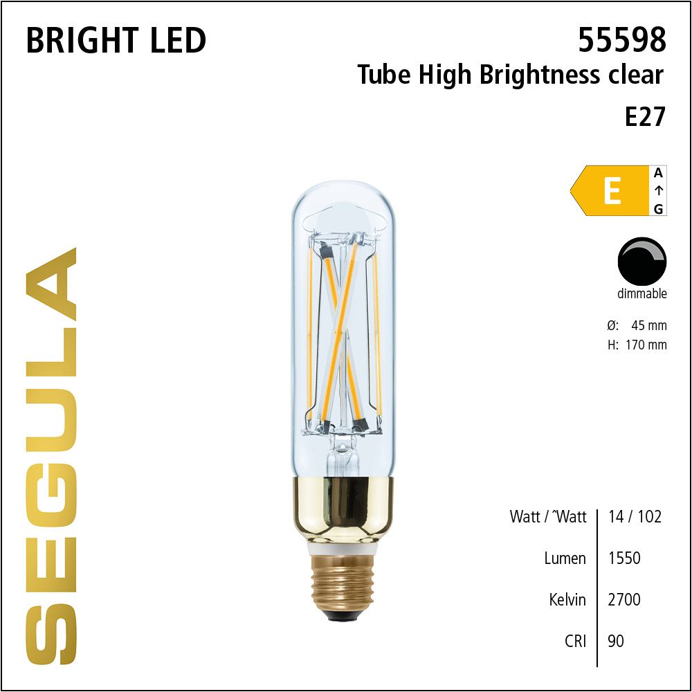 LED Leuchtmittel, Tube, E27, dimmbare LED, Bright Line Lampe, warmweiß, High Brightness clear