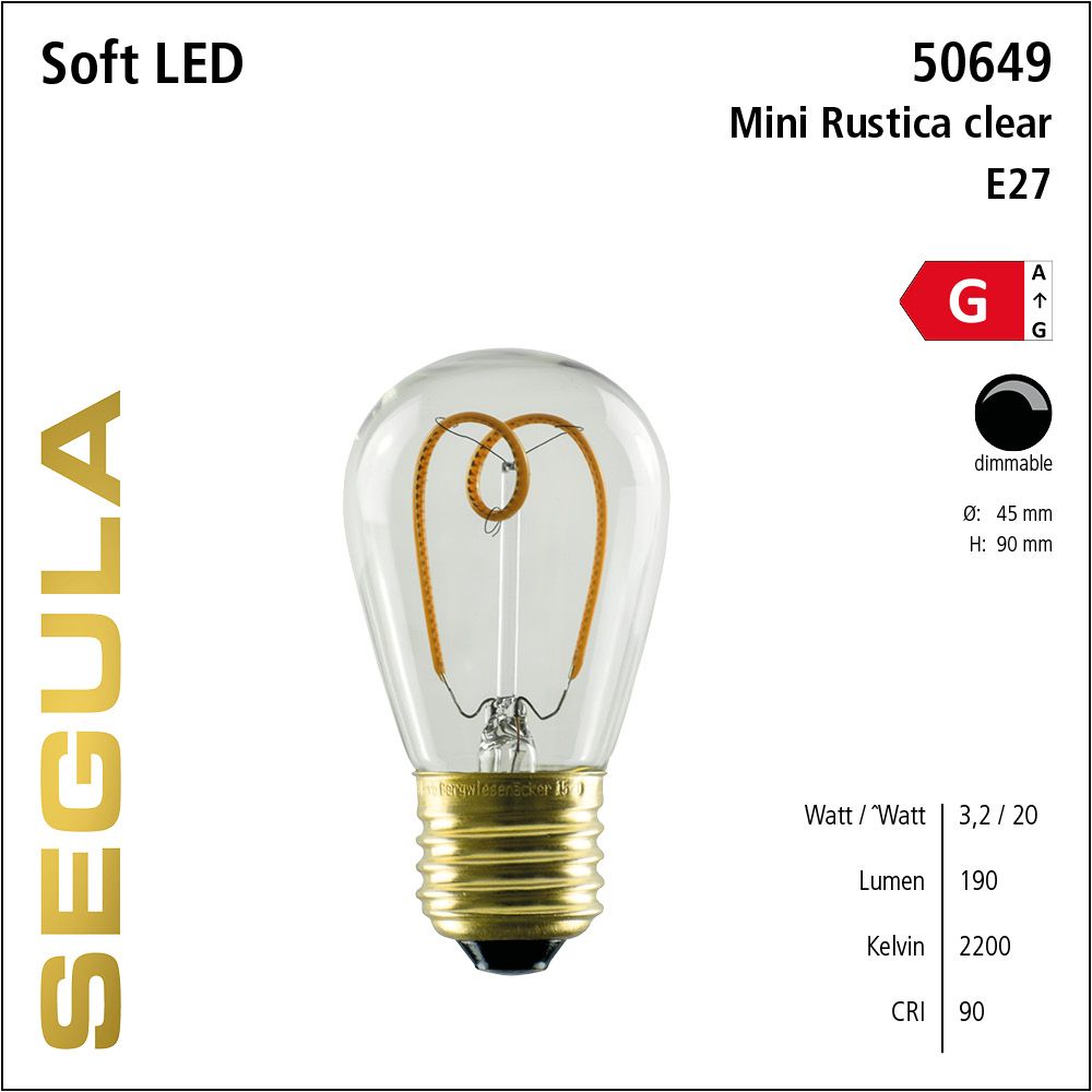 LED Leuchtmittel, Mini Rustika, Soft Filament, E27, dimmbare LED, Retrofit Lampe, warmweiß, matt