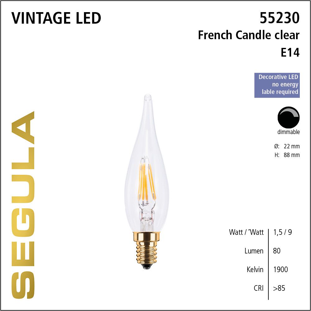 LED Leuchtmittel, French Candle, E14, dimmbare LED, Retrofit Lampe, warmweiß, clear