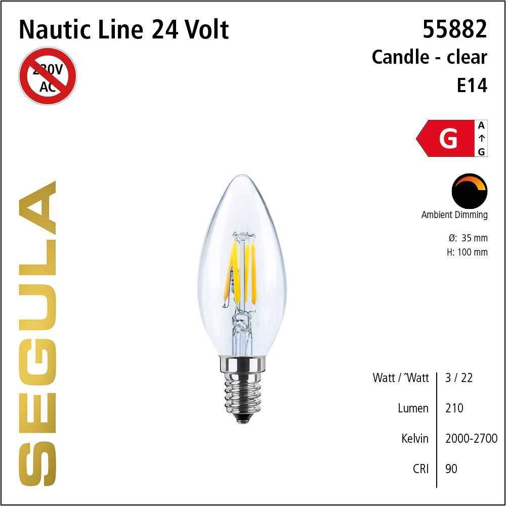 Led Leuchtmittel, 24 Volt, Kerze, dimmbar, Ambient Dimming, retrofit, warmweiß