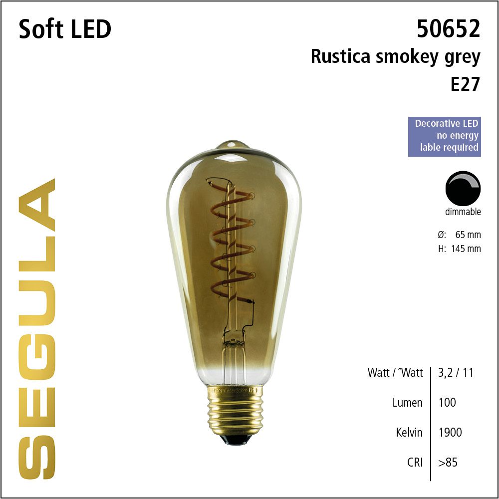 LED Leuchtmittel, Rustika, Soft Filament, E27, dimmbare LED, Retrofit Lampe, warmweiß, Rauchglas