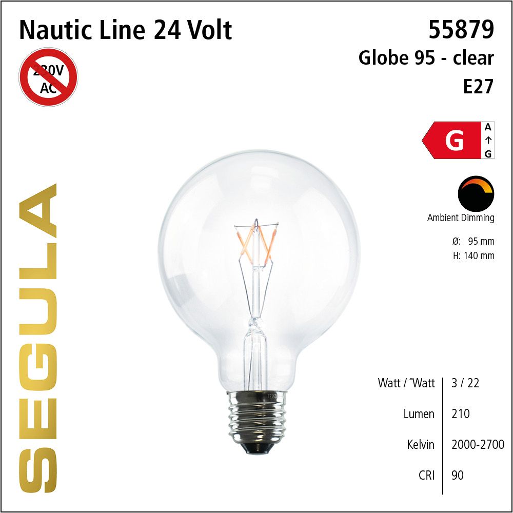 LED Leuchmittel, 24Volt, Ambient Dimming, Globe, dimmbar, Retrofit, Filament, warmweiss