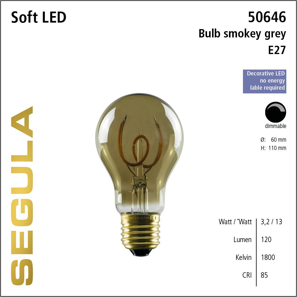 LED Leuchtmittel, Glühlampe, Soft Filament, E27, dimmbare LED, Retrofit Lampe, warmweiß, Rauchglas, grau