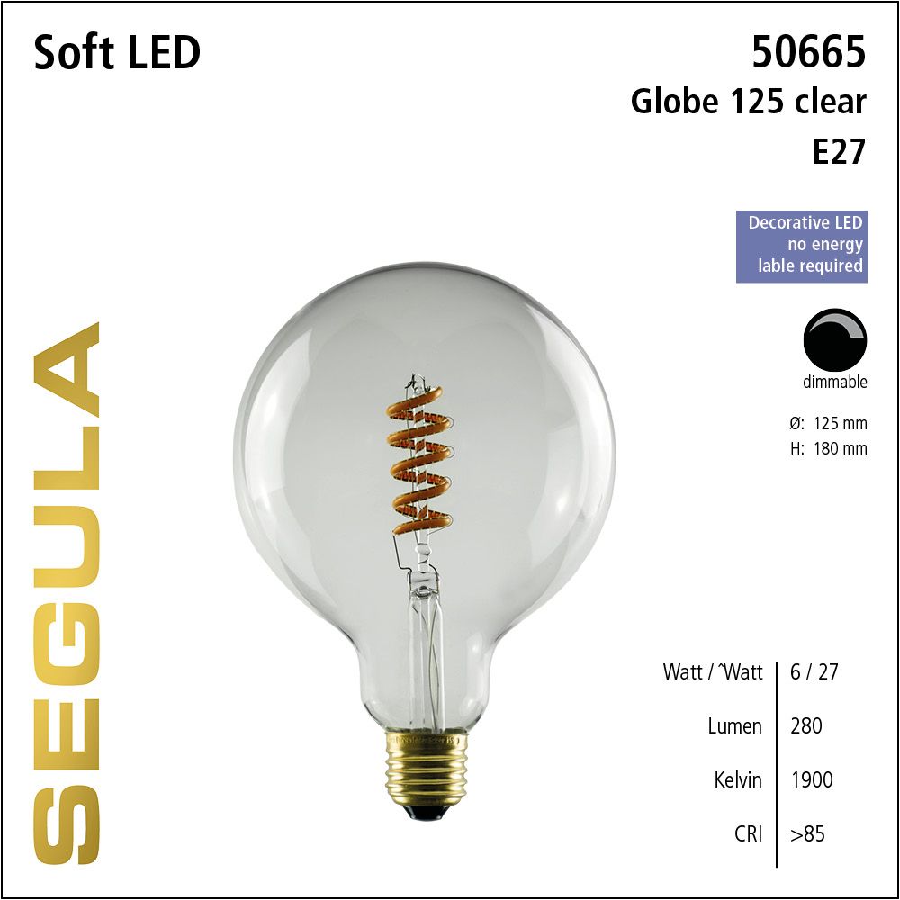 LED Leuchtmittel, SoftFilament Globe 125, E27, dimmbare LED, Retrofit Lampe, warmweiß, clear