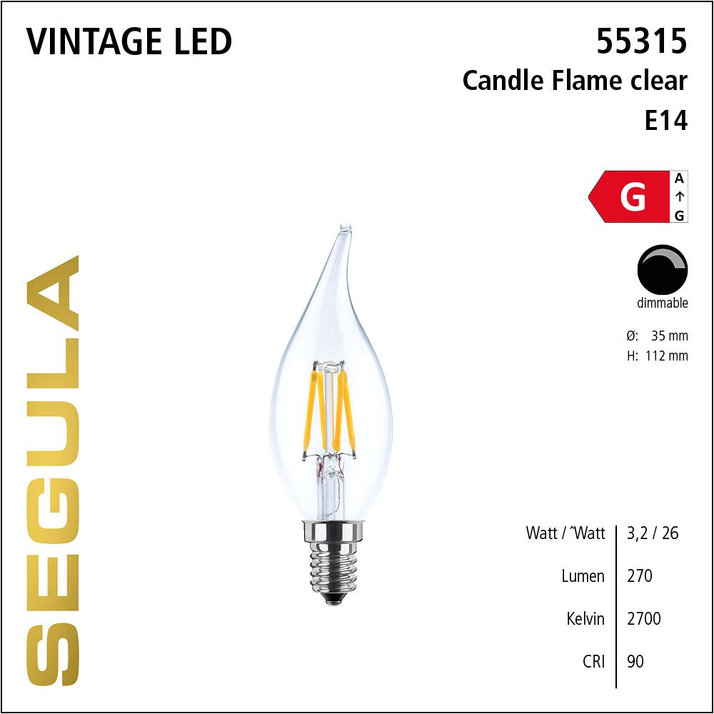 LED Leuchtmittel, Candle Flame, E14, dimmbare LED, Retrofit Lampe, warmweiß, clear