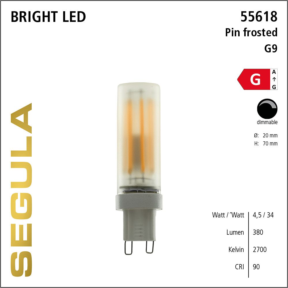LED Leuchtmittel, G9 Pin, dimmbare LED, Bright Line Lampe, warmweiß, frosted