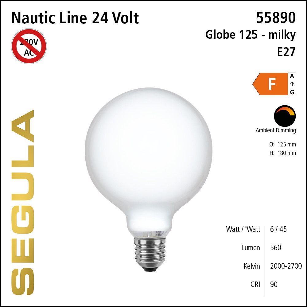 LED Leuchmittel, 24Volt, Ambient Dimming, Globe, dimmbar, Retrofit, Filament, warmweiss