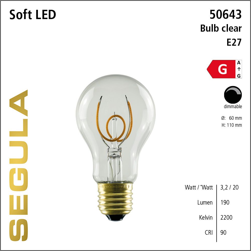 LED Leuchtmittel, Glühlampe, Soft Filament, E27, dimmbare LED, Retrofit Lampe, warmweiß, Klarglas