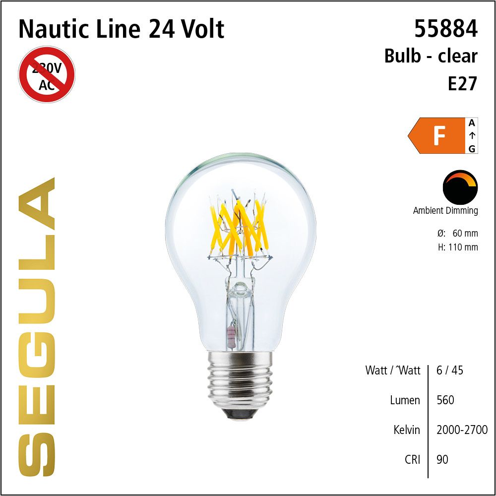 LED Leuchmittel, 24Volt, Ambient Dimming, Glühlampe, dimmbar, Retrofit, Filament, warmweiss